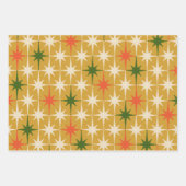 Retro  Mid-Century Star Patronen Ochre Inpakpapier Vel (Voorkant)