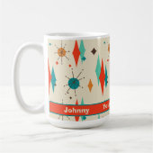 Retro Mid Century Starburst Diamant gepersonalisee Koffiemok (Links)