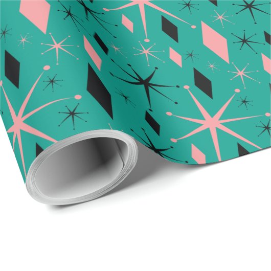 Retro Mid Century Starburst en Diamonds Cadeaupapier (Rol Hoek)