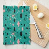Retro Mid Century Starburst en Diamonds Dish Theedoek (Quarter Fold)