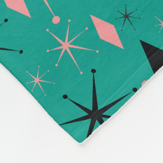 Retro Mid Century Starburst en Diamonds Fleece Deken (Hoek)