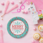 Retro Mid Century Starburst en Diamonds Kerstmis Papieren Bordje (Feest)