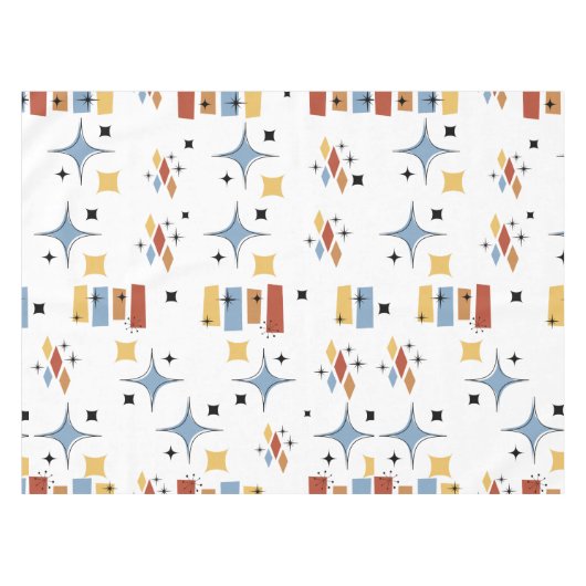 Retro Mid-Century Starburst Tafelkleed (Voorkant (Horizontaal))