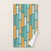 Retro Mid Century Stripes Aqua, Blauwgroen, Sinaas Bad Handdoek (Handdoek)