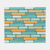 Retro Mid Century Stripes Aqua, Blauwgroen, Sinaas Fleece Deken (Voorkant (Horizontaal))