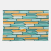 Retro Mid Century Stripes Aqua, Blauwgroen, Sinaas Theedoek (Horizontaal)