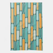 Retro Mid Century Stripes Aqua, Blauwgroen, Sinaas Theedoek (Verticaal)