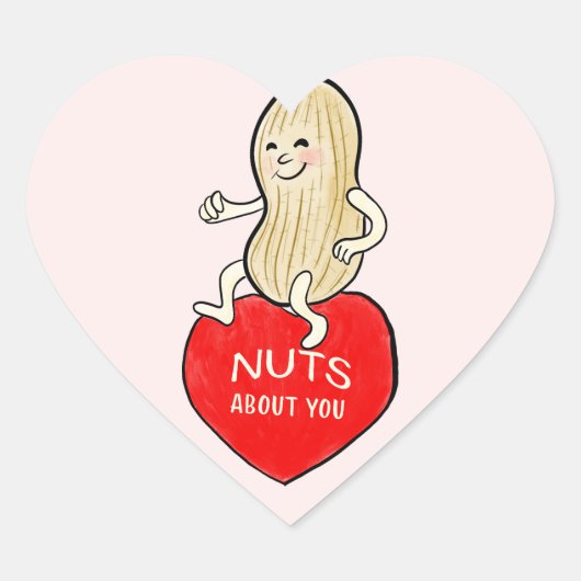 Retro Mid Century Style Noten Over U Valentijn Hart Sticker (Voorkant)
