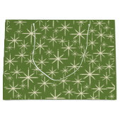 Retro Mid Century Twinking Stars Olive Green Groot Cadeauzakje (Voorkant)