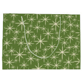 Retro Mid Century Twinking Stars Olive Green Groot Cadeauzakje (Achterkant)