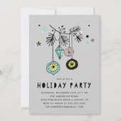 Retro Mid Century-versiering Grijs Kerstfeest Kaart (Voorkant)