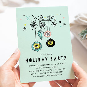 Retro Mid Century-versiering Kerstfeest Munt Holid Kaart
