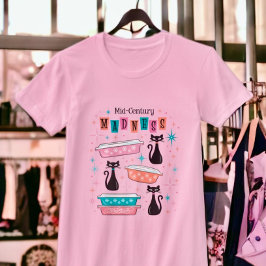 Retro Mid-Century Zwart Katten  Pyrex T-shirt