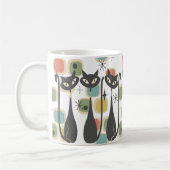 Retro Mid Century Zwarte Atomic Cats Koffiemok (Links)
