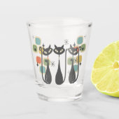 Retro Mid Century Zwarte Atomic Cats Shot Glas (Voorkant)
