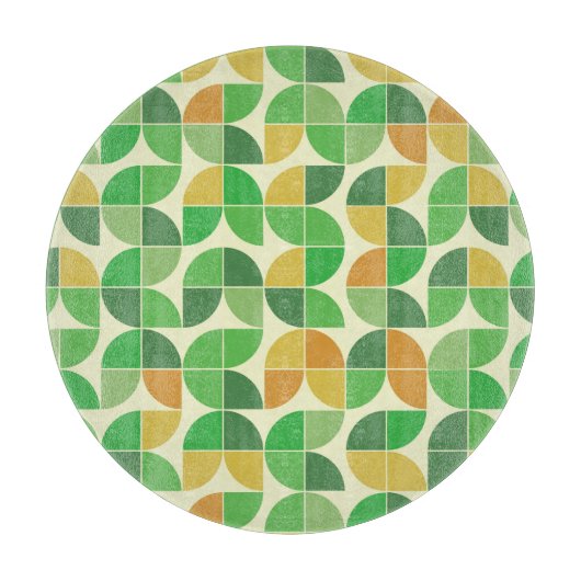 Retro Mid eeuw Geometrische floraalgroen Snijplank (Voorkant)