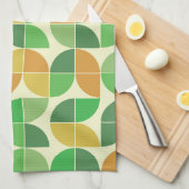 Retro Mid eeuw Geometrische floraalgroen Theedoek (Quarter Fold)