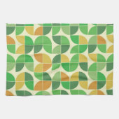 Retro Mid eeuw Geometrische floraalgroen Theedoek (Horizontaal)