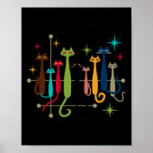 Retro Mid-eeuw Moderne look Katten 50s 60s Stijl Poster (Voorkant)