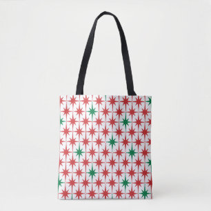 Retro Mid-eeuwse atoomkerststerren Tote Bag