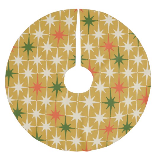 Retro Mid-eeuwse  atoomsterren Ochre Kerstboom Rok (Voorkant)