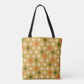Retro Mid-eeuwse atoomsterren Ochre Tote Bag (Achterkant)