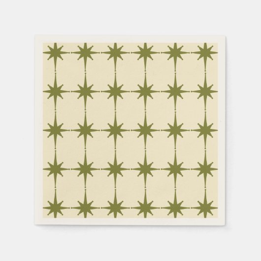 Retro Mid-eeuwse Modern Green Star Pattern Servet (Voorkant)