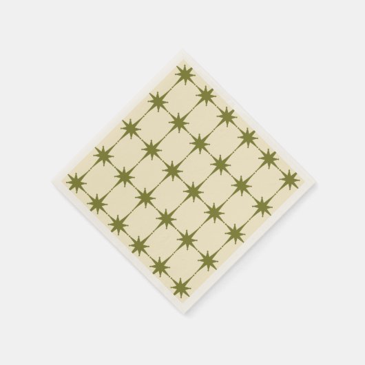 Retro Mid-eeuwse Modern Green Star Pattern Servet (Hoek)