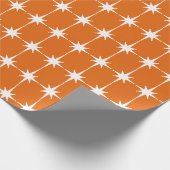 Retro Mid-eeuwse Modern Star Pattern Oranje Spice Cadeaupapier (Hoek)