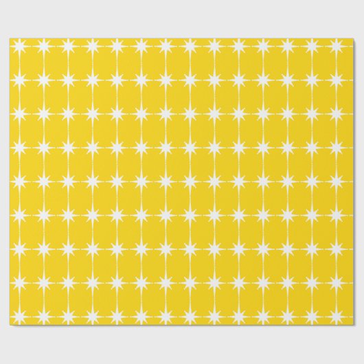 Retro Mid-eeuwse Modern Star Pattern Yellow Cadeaupapier (Vlak)