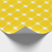 Retro Mid-eeuwse Modern Star Pattern Yellow Cadeaupapier (Hoek)