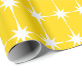 Retro Mid-eeuwse Modern Star Pattern Yellow Cadeaupapier (Rol Hoek)