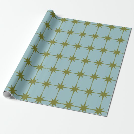 Retro Mid-eeuwse Modern Starburst Pattern Cadeaupapier (Uitgerold)