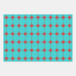 Retro Mid-eeuwse Modern Starbursts Pattern Inpakpapier Vel