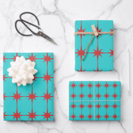 Retro Mid-eeuwse Modern Starbursts Pattern Inpakpapier Vel