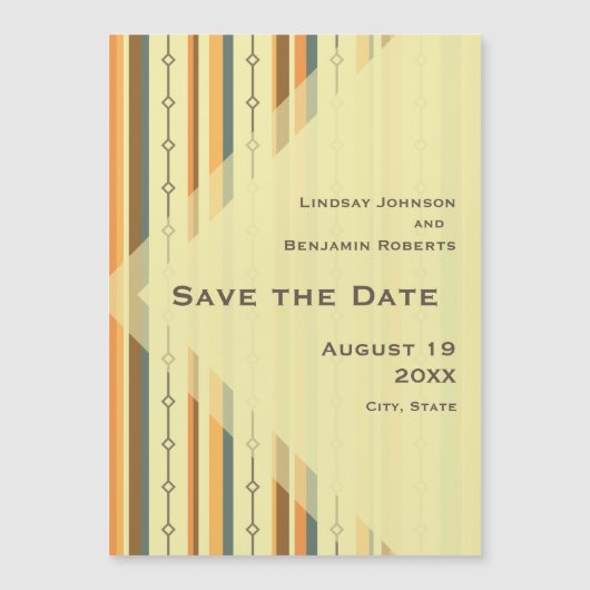 Retro Mid-eeuwse moderne, geïnspireerde bruiloft b Magnetische Uitnodiging (Voorkant)