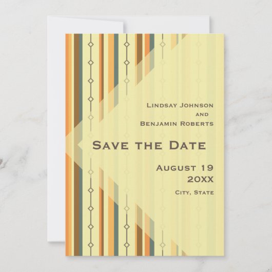 Retro Mid-eeuwse Moderne Geïnspireerde bruiloft Save The Date (Voorkant)