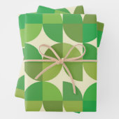 Retro Mid-eeuwse Moderne Groene Geometrische patro Inpakpapier Vel (In situ)