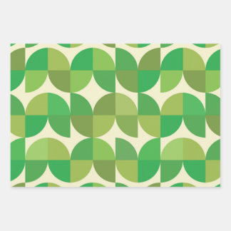 Retro Mid-eeuwse Moderne Groene Geometrische patro Inpakpapier Vel