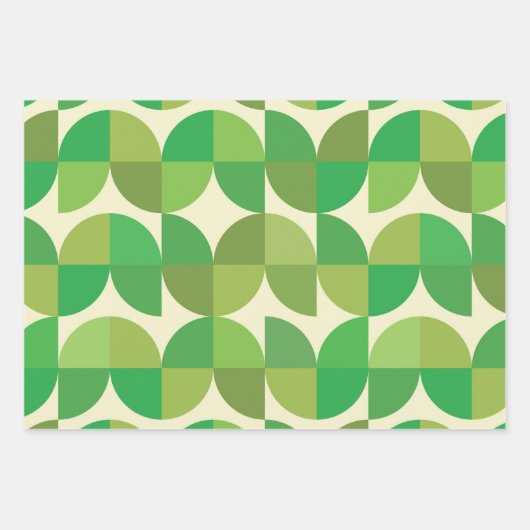 Retro Mid-eeuwse Moderne Groene Geometrische patro Inpakpapier Vel (Voorkant)
