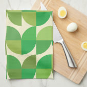 Retro Mid-eeuwse Moderne Groene Geometrische patro Theedoek (Quarter Fold)