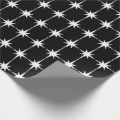 Retro Mid-eeuwse moderne Star Pattern Black White Cadeaupapier (Hoek)