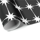 Retro Mid-eeuwse moderne Star Pattern Black White Cadeaupapier (Rol Hoek)