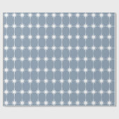 Retro Mid-eeuwse moderne Star Pattern Blue-Grey Cadeaupapier (Vlak)