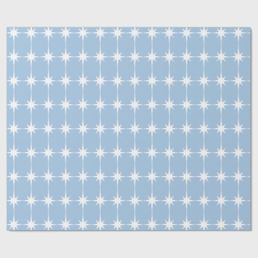 Retro Mid-eeuwse moderne Star Pattern Light Blue Cadeaupapier (Vlak)