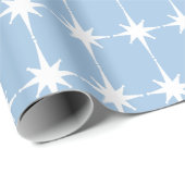 Retro Mid-eeuwse moderne Star Pattern Light Blue Cadeaupapier (Rol Hoek)