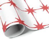 Retro Mid-eeuwse moderne Star Pattern Red & White Cadeaupapier (Rol Hoek)