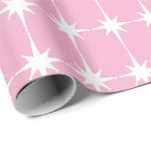Retro Mid-eeuwse moderne Star Pattern Sweet Pink Cadeaupapier (Rol Hoek)