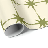 Retro Mid-eeuwse Moderne Starbursts  Groen Cadeaupapier (Rol Hoek)