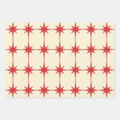 Retro Mid-eeuwse Moderne Starbursts Red Cream Inpakpapier Vel (Voorkant 3)